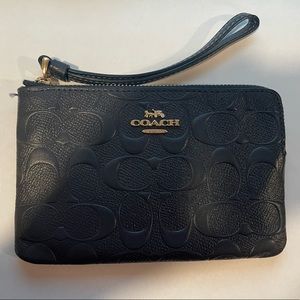 Coach Logo Blue Wristlet